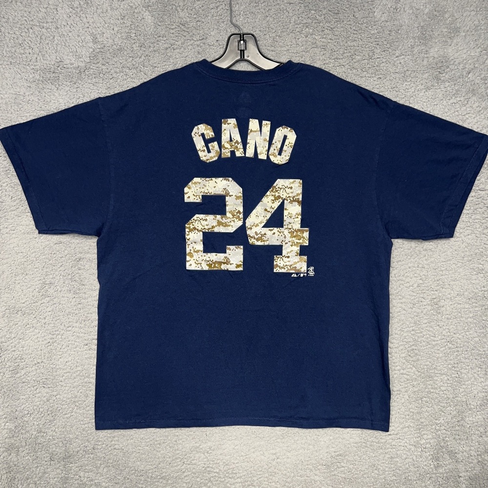 VTG Majestic New York Yankees Robinson Cano T Shirt 2XL XXL Blue #24 Camo Tee